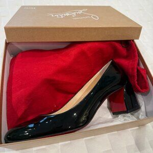 Christian Louboutin Miss Sab 55 Black Patent Leather Block Heels – Size 39.5